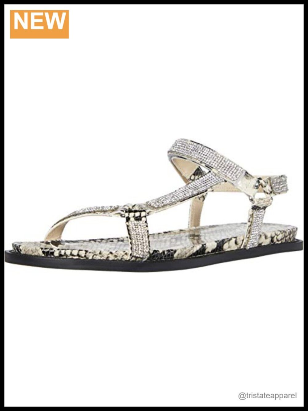 Rubber Slingback Flat Sandal Open Toe Glitter Rhinestone Casual